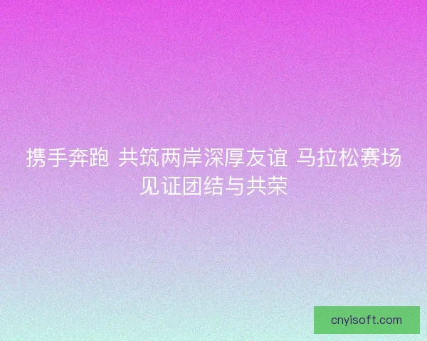 携手奔跑 共筑两岸深厚友谊 马拉松赛场见证团结与共荣