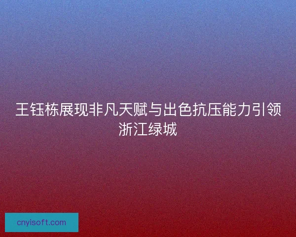 王钰栋展现非凡天赋与出色抗压能力引领浙江绿城