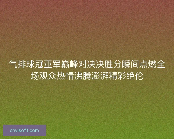 气排球冠亚军巅峰对决决胜分瞬间点燃全场观众热情沸腾澎湃精彩绝伦